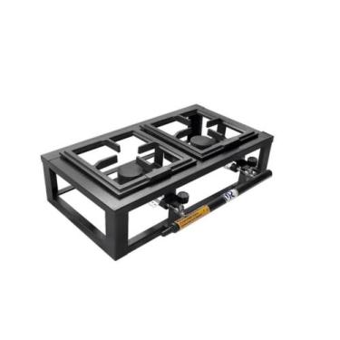 Imagem de Fogão Fogareiro 2 Bocas 20x20cm Alta Pressão De Mesa Chácara Rancho Re