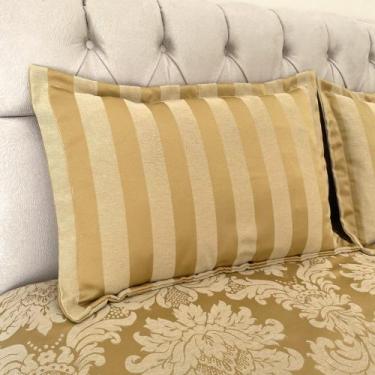 Imagem de Porta Travesseiros Dourado Listrado - 70x50cm - Sua Casa Decor