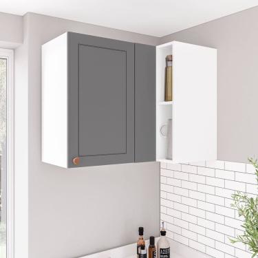 Imagem de Armário de Canto Aéreo Pérola Yescasa Preto/Branco