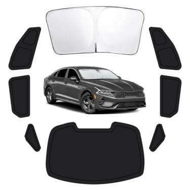 Imagem de 8 peças de persianas de janela de carro para KIA K5 2021-2024, capas de janela para janelas traseiras laterais do para-brisa K5, conjunto completo de proteção de privacidade, para-sol de carro com