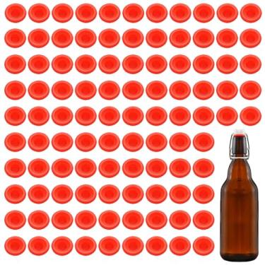 Imagem de 100 peças de arruelas de juntas de silicone selantes à prova de vazamento de alta pressão para tampa giratória tampa flip top garrafa-vermelho, branco para vedação de garrafa de refrigerante de