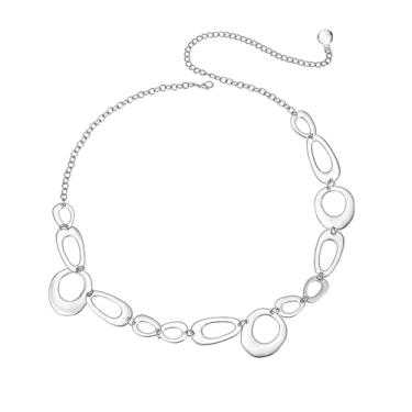 Imagem de Corrente feminina de cintura circular de metal moderna com anéis ovais irregulares Y2K acessório moderno para vestidos e calças de praia, free size, liga metálica, aço inoxidável