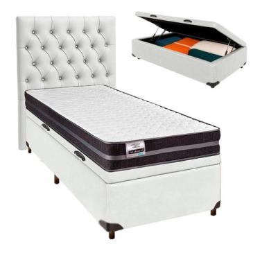 Imagem de Kit Cama Box Bau + Cabeceira + Colchão Solteiro Molas Ultralastic - Bo