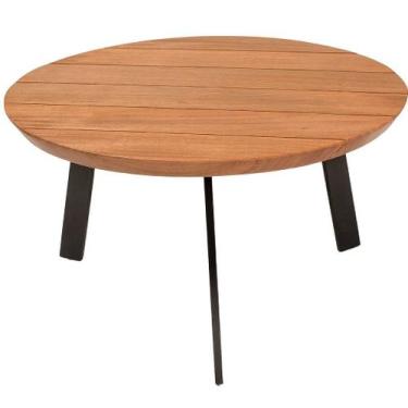 Imagem de Mesa de Centro Panamá Pés Alumínio Tampo Madeira Maciça - NossaKasa Mó