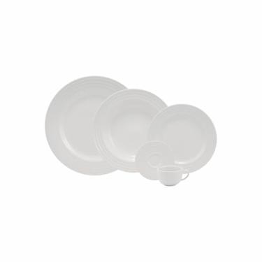 Imagem de Serviço de Jantar e Café 30 Peças em Porcelana, Modelo Arcos, Redondo com Relevo, Porcelana Schmidt