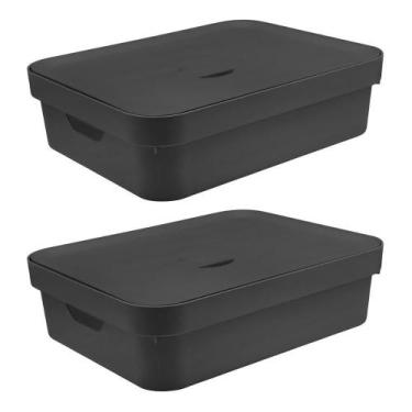 Imagem de Caixa Organizadora Ou Plastico 16L Cube Preta 02 Unidades