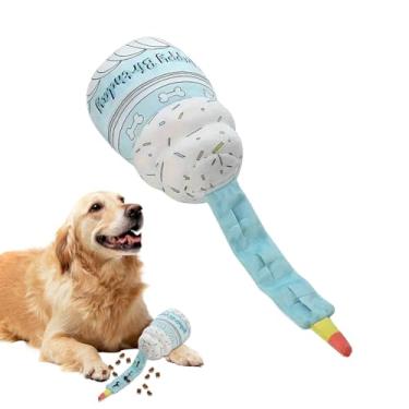 Imagem de Rrlihjgu Brinquedos Para Cães De Pelúcia - Brinquedo Guinchador Com Dispensador De Comida Em Forma De Bolo | Quebra-Cabeça Para Mastigadores Fortes Com Interativo Para Treino Jardim Parque Exterior