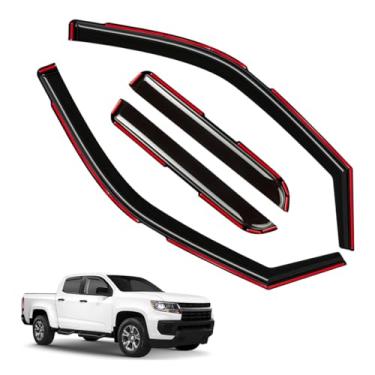 Imagem de Viseiras de janela de canal protetores de chuva FIT Trucks Chevrolet (Chevy) Colorado/GMC Canyon 2015-2022 Crew Cab (2015-2022) – 4 peças em canal defletores de ventilação de policarbonato fumê escuro