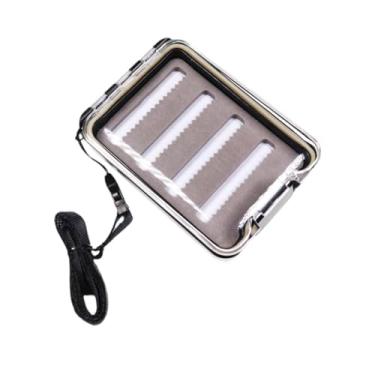 Imagem de IEUDNS Caixa de pesca com mosca, estojo compacto para equipamentos de pesca com mosca, tampa transparente, caixa à prova d'água para com mosca, Cinza, Lado Único