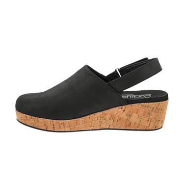 Imagem de Corkys Footwear Cunhas femininas de baixa temperatura de 5 cm – com palmilhas macias de EVA, design de bico fechado, estilo chique de outono e fecho de para conforto o dia todo, Preto, 36