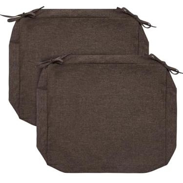 Imagem de FUNHOME Capas de almofada para cadeira de exterior pacote com 2, sem enchimento! Capas de almofada de pátio de substituição 50,8 cm x 45,7 cm x 10,2 cm, capas de almofada resistentes à água, marrom