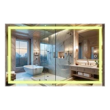 Imagem de Espelho Jateado Com Led 70x120 Cm Tamanho Grande Lapidado - Espelho To