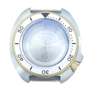 Imagem de FEIYASHI Caixa de relógio dourada PVD de vidro safira de luxo de 44 mm moldura de alumínio de aço inoxidável para peças de movimento NH35 NH34/36, NH35 NH34/36/38 Movimento + Anel Capítulo Azul 3