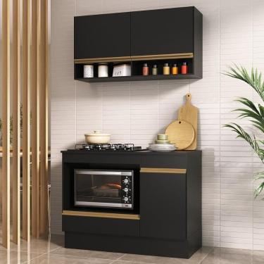 Imagem de Armário Cozinha Modulada Compacta 105cm com Balcão para Cooktop e Rodapé Veneza Multimóveis MP2294