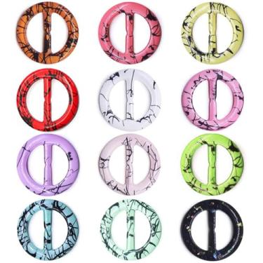 Imagem de 12 peças de clipe de anel de lenço de seda para mulheres moda anel de resina cachecóis fecho fivela de cintura para camisas roupas roupas envoltório suporte com 1 caixa requintada (interior 30 mm/1,18