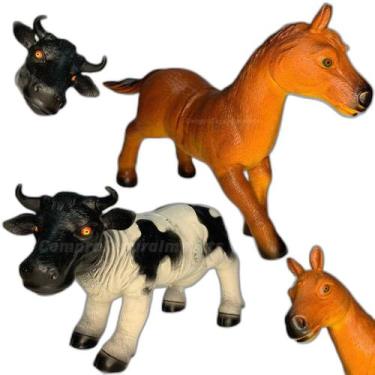 Imagem de Kit Cavalo Vaca Brinquedo Grande Com Som Borracha Fazendinha - Cs Impo