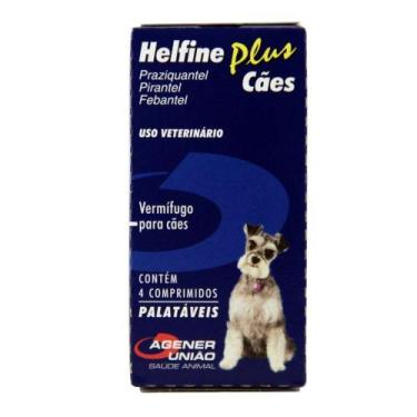 Imagem de Helfine Plus Vermífugo Cães 10kg 4 comprimidos - Agener União