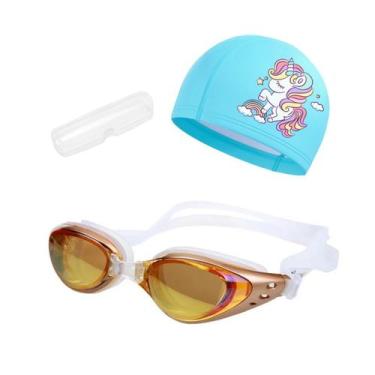 Imagem de Kit Óculos, Estojo e Touca de Natação Infantil Hero Band, Champanhe un