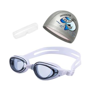Imagem de Kit Óculos, Estojo e Touca de Natação Infantil Hero Band, Branco golfi