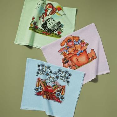 Imagem de Kit 20 Panos De Prato Pe De Galinha Color Bainha Premium - Pano a pano