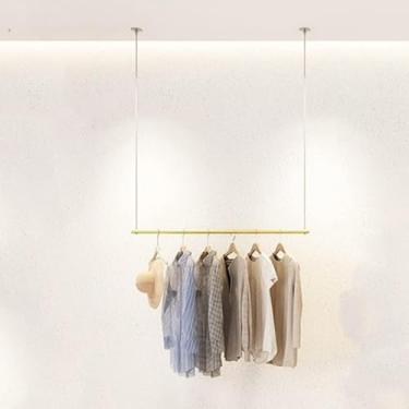Imagem de Cabideiro Expositor Ajustável Em Altura Loja De Roupas Cabide De Teto Vestido De Noiva Armazenamento Montado Na Parede Prateleira Organizadora De Quarto Comercial Para Compras, B, C 100CM