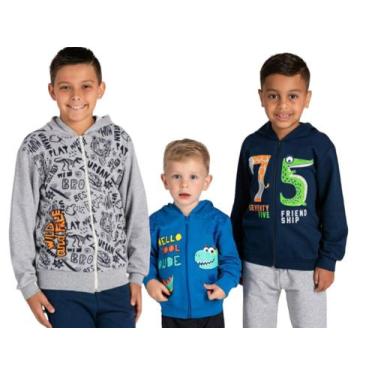 Imagem de Kit 3 Jaquetas Infantil Juvenil Menino Inverno Premium com Ziper e Cap