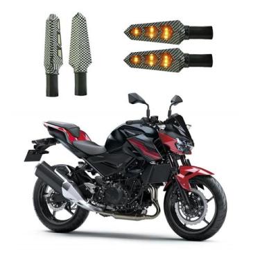 Imagem de KIT 4 Luz Seta Esportiva Pisca Led de Carbono Modelo P03 Moto Z 400 An
