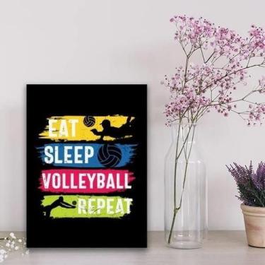 Imagem de Quadro Volleyball Eat Sleep Repeat 45X34Cm - Com Vidro - Quadros On-Li