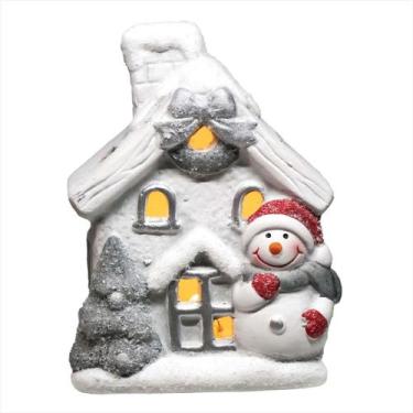 Imagem de Mini Casinha Boneco de Neve Led Vila Natalina 12cm - Magizi