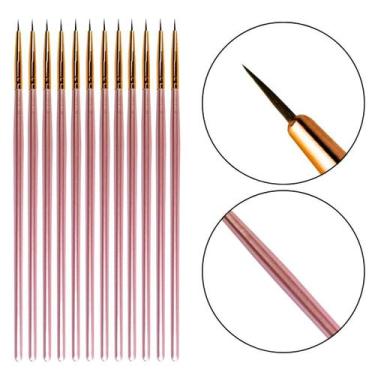 Imagem de Kit 12 Pinceis Ponta Fina Decoração Unhas Make Delineado - Arte Seduca