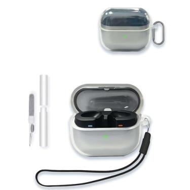 Imagem de Capa para fones de ouvido Galaxy Buds3 FE, capa protetora WUNIAK transparente de TPU macio com chaveiro e kit de limpeza para mulheres e homens à prova de choque, transparente