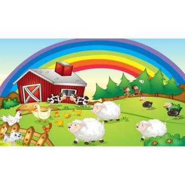 Imagem de Painel de Lona Fazendinha Arcoiris - Fabrika de Festa, 150x100cm