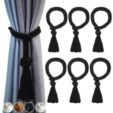 Imagem de Tiebacks de cortina WurodBiza Black, pacote com 6 borlas de 53 cm