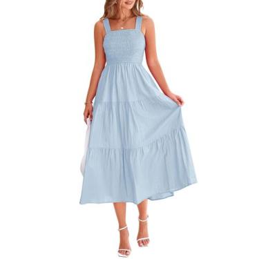 Imagem de Vestido feminino PRETTYGARDEN com blusa midi de verão azul claro XXL