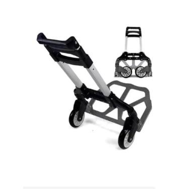 Imagem de Carrinho Mão Dobrável Transporte Carga 75kg Alumínio Cor Preto - ZARPA