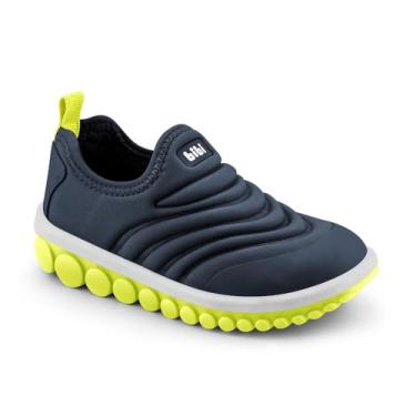 Imagem de Tênis Infantil Bibi Roller 2.0 masculino Azul naval com amarelo Fluor sem cadarço macio e confortável 1155014