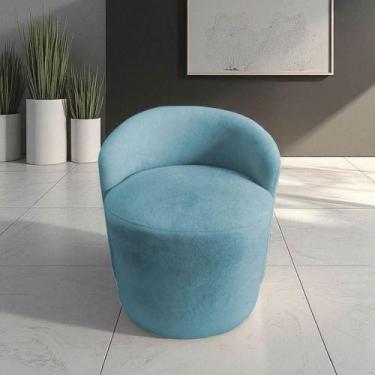 Imagem de Poltrona Decorativa Yara Orgânica Bouclé Azul Turquesa - Mansão Decor