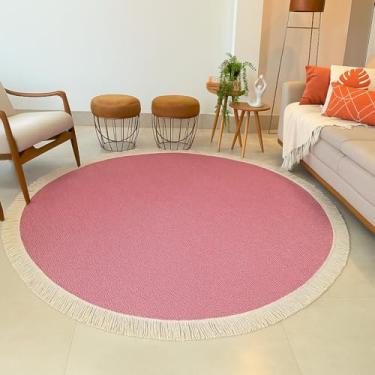 Imagem de Tapete Redondo Moderno 100 x100cm, para Sala, Cozinha, Quarto Elegante Antiderrapante (Rosa Mesclado)