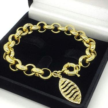Imagem de Pulseira Elos Portugueses 11mm Navete Banho De Ouro 18k 1797D - Très C
