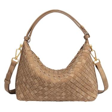 Imagem de Bolsa de ombro de camurça tecida bolsa de ombro feminina de camurça sintética bolsa tiracolo bolsa Hobo de tecido bolsa bolsa despojada 2025, Caqui, free, Sacola