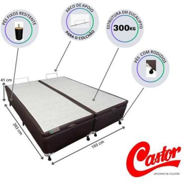 Imagem de Cama Box Baú Castor Casal King Size Bipartida 193x203x41 - Resistente 