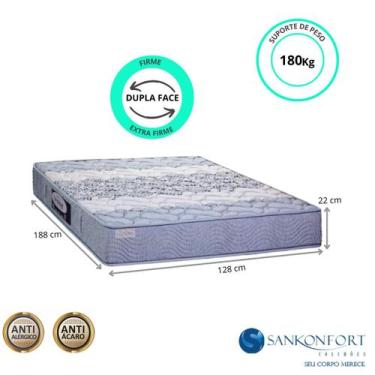 Imagem de Colchão Viúva Sankonfort Protege Ortopédico 128x188x22 - Espuma Firme 