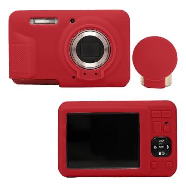 Imagem de Leayjeen Capa protetora de silicone compatível com câmera Kodak PIXPRO FZ45, capa protetora macia de silicone para câmera Kodak FZ55, com capa de lente removível (rosa vermelha)
