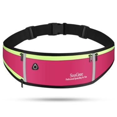Imagem de SooGree Cintos de corrida masculinos e femininos, mochila de cintura ajustável, pochete de corrida à prova d'água, bolsa de cintura com faixa refletiva, cinto de corrida para corrida, caminhada,