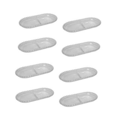 Imagem de Kit 8 Petisqueiras Travessa Wolff Pearl Cristal Divisória