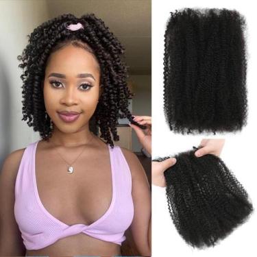 Imagem de Cabelo humano a granel Geogroket Afro Kinky Curly 4C 40-45cm 50g
