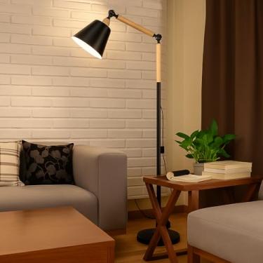 Imagem de Luminária Abajur De Chão Para Sala Moderna Articulada Órion Preta E27 Para Quarto Estudo