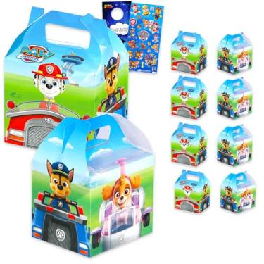 Imagem de Paw Patrol Conjunto de caixas de petiscos para celebrações – Pacote com 8 caixas de lembrancinhas para aniversários, prêmios, mais adesivos e mais | Lembranças de festa Paw Patrol para meninos e