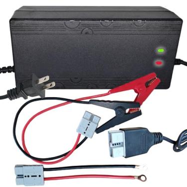 Imagem de Carregador de bateria LiFePO4 de 24 V/29,2 V 10 A com conector Anderson M8 anéis para bateria de fosfato de lítio e ferro de 24 V (25,6 V 8 cordas), carregador de bateria de lítio inteligente