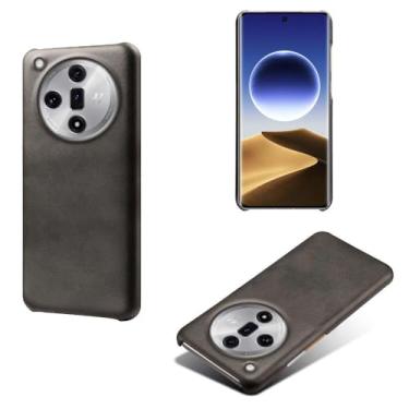 Imagem de Capa para OPPO Find X7 Ultra,Proteção contra quedas,Casca de volta de cor sólida simples,Design de couro de imitação de plástico-Black